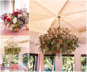 Candelabra chandelier draped in custom Disneyland florals