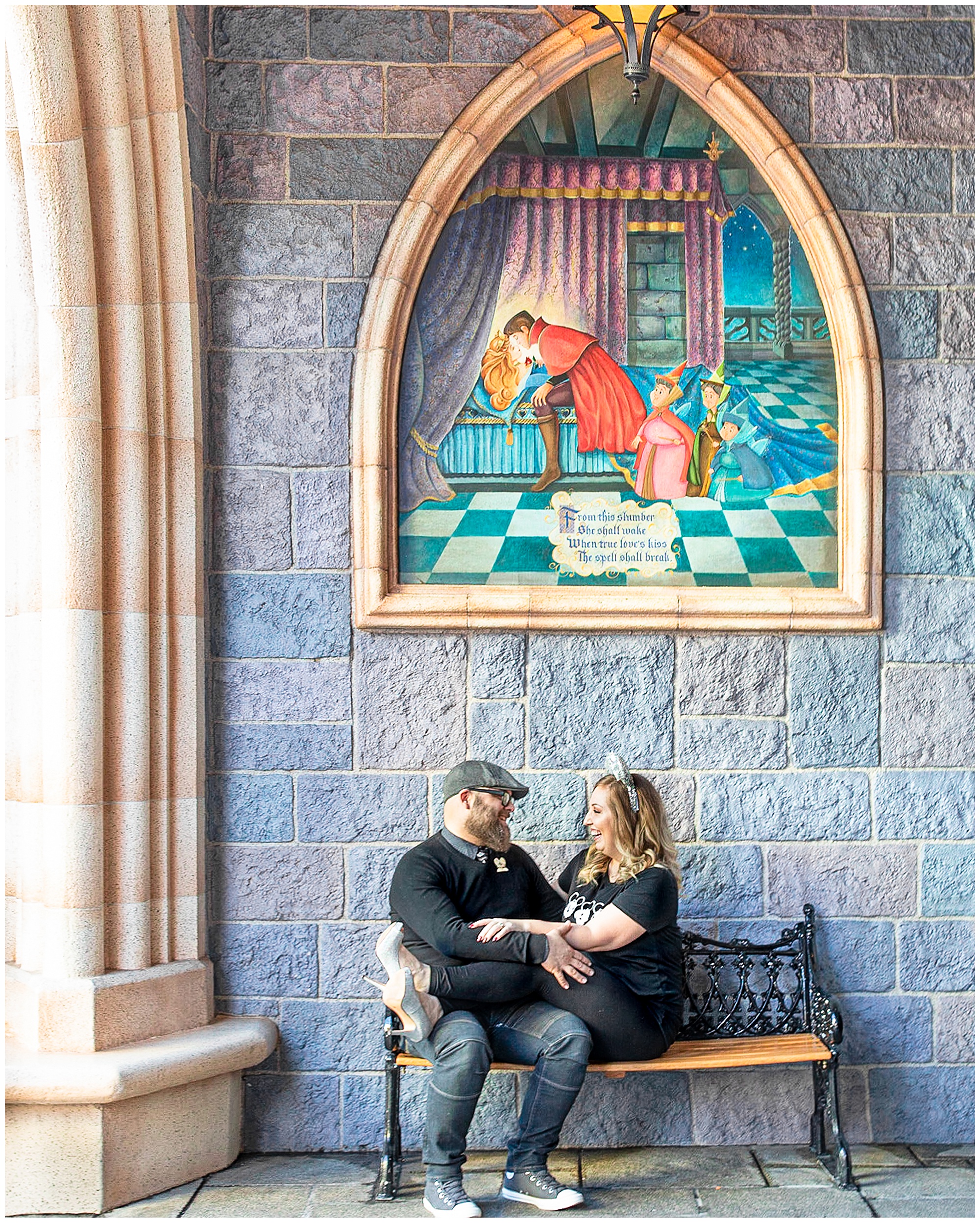 Disneyland Castle Engagement Photos with Man and Woman